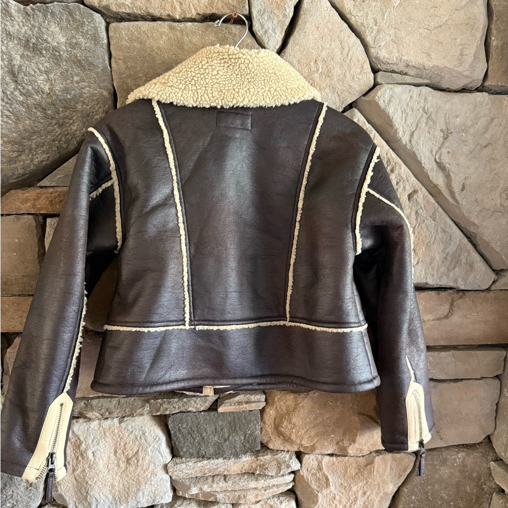 Pilcro Brown Faux-Leather Shearling Jacket with Cream Lining - Picture 11 of 11